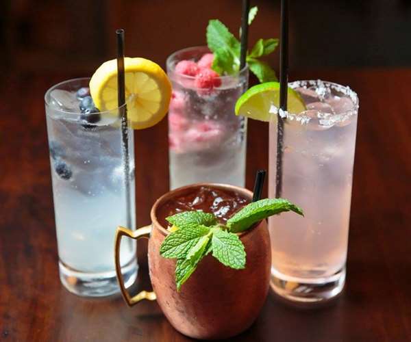 cocktail list featuring local distillers